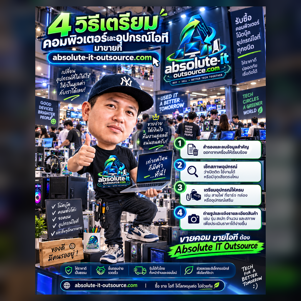 4 วิธีเตรียมคอมพิวเตอร์และอุปกรณ์ไอทีก่อนนำมาขาย Absolute IT Outsource